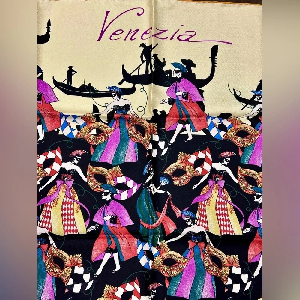 Dolce & Gabbana “Venezia” Silk Scarf – Venetian Masquerade Print (26.5”)